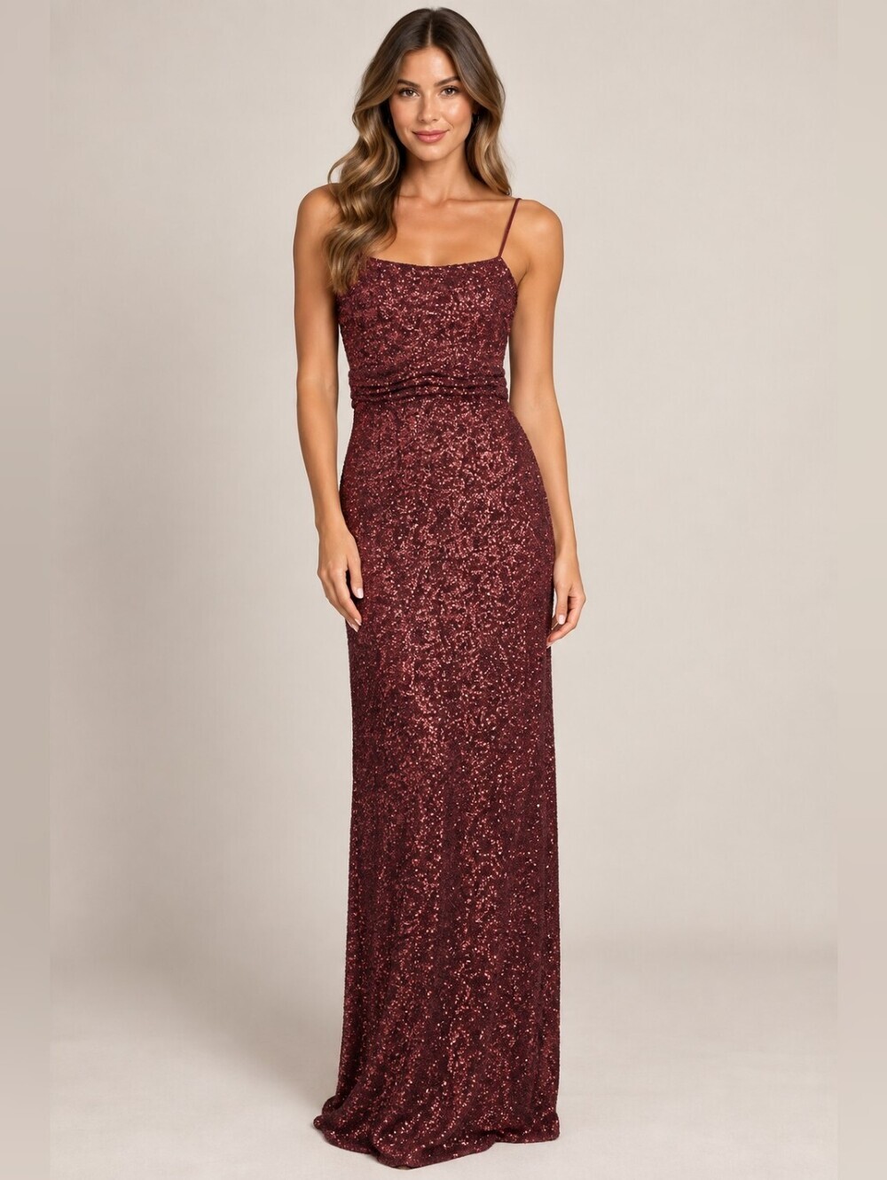 Sorella Vita Sequin Gown Maxi Dress Red Womens Size 24 Bridesmaid Party Cocktail
